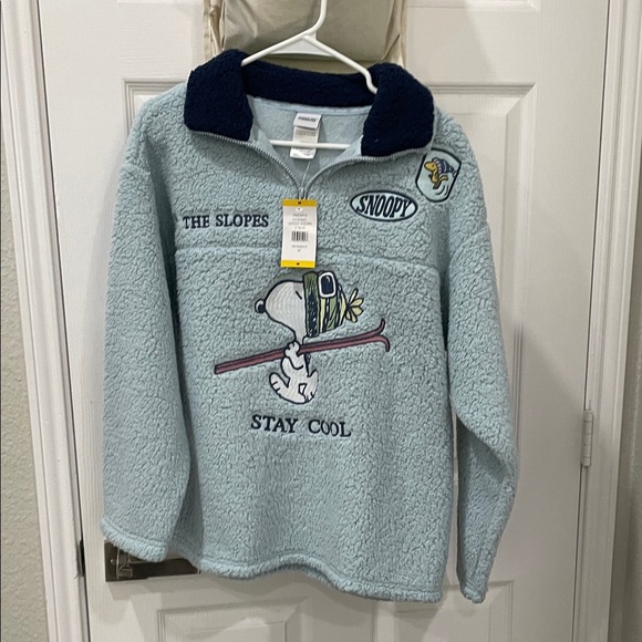 Sweaters - Snoopy Light Blue  Sherpa Pullover - Stay Cool
